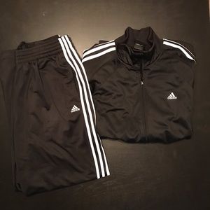 Adidas Black Suit Size Large Jacket & Pants